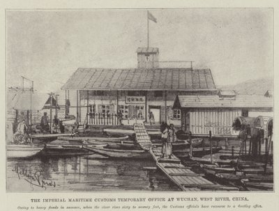 The Imperial Maritime Customs Temporary Office at Wuchan, West River, China by Melton Prior